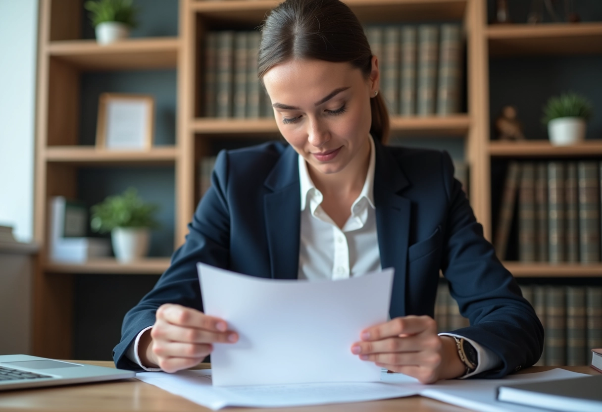 Avocate examine un document sur le cybercrime