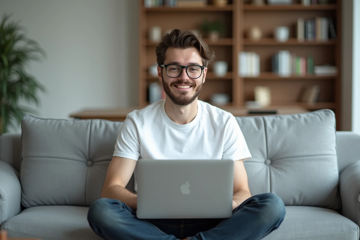 Jeune homme configurant Mozilla Thunderbird avec les paramètres IMAP d'un webmail académique