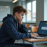 Élève devant un message d'erreur d'authentification sur l'ENT Paris Classe Numérique en classe