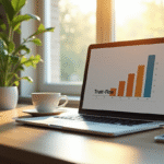 Espace de travail professionnel avec graphique de confiance