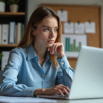 Jeune femme en business attire analysant des graphiques