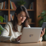 Jeune femme configure la double authentification sur son téléphone