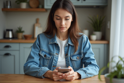 Jeune femme désactivant ses données mobiles sur son smartphone