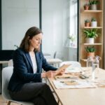 Femme professionnelle examinant des objets eco-responsables