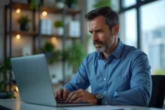 Homme d'affaires regardant un écran avec erreur de mot de passe