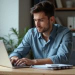 Jeune homme professionnel analysant des données SEO