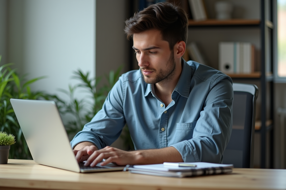 Jeune homme professionnel analysant des données SEO