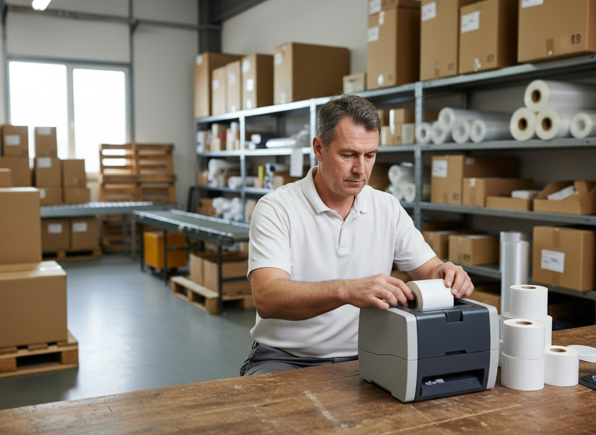 Homme chargeant rouleaux d