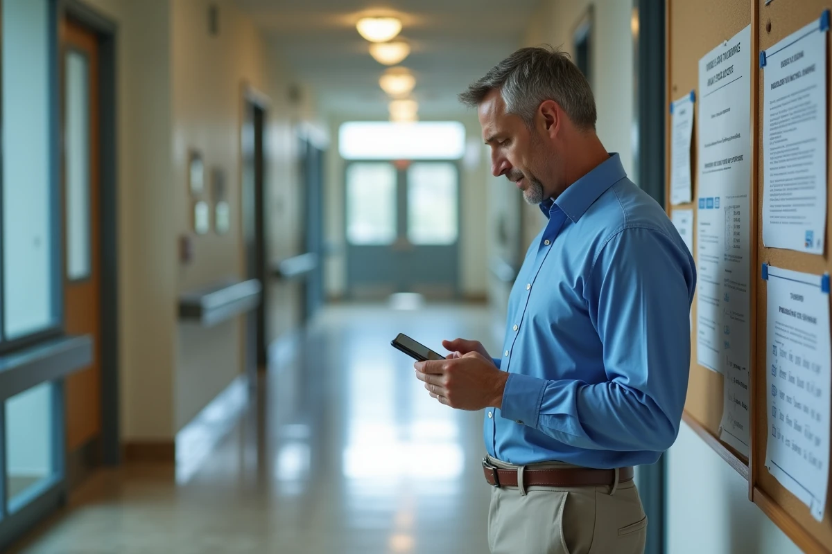 Homme vérifiant son smartphone près d