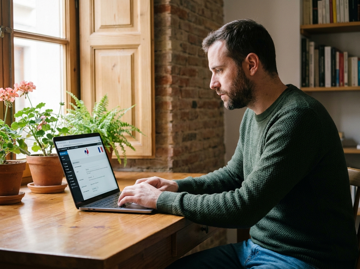 Un développeur web utilisant l'hébergeur français o2switch sur son ordinateur portable à domicile