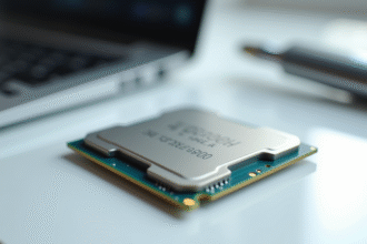 Processeur Intel Core i33900 sur bureau blanc lumineux