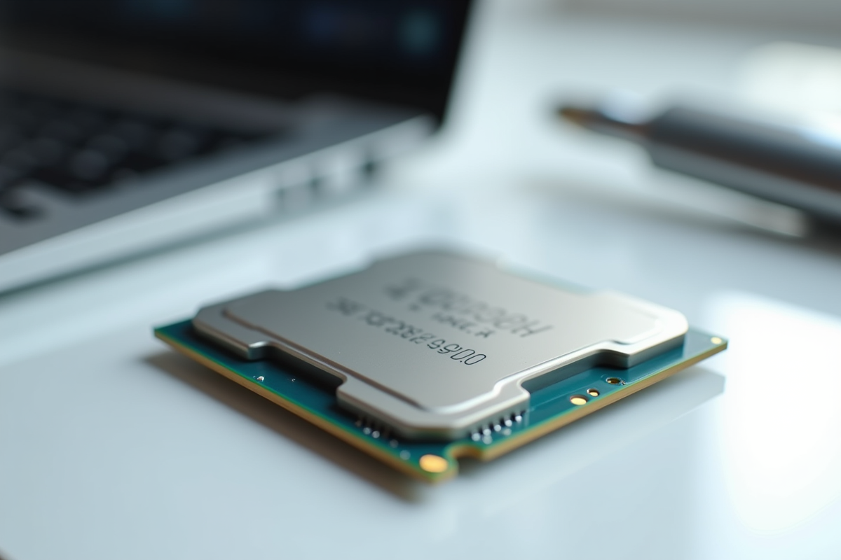 Processeur Intel Core i33900 sur bureau blanc lumineux
